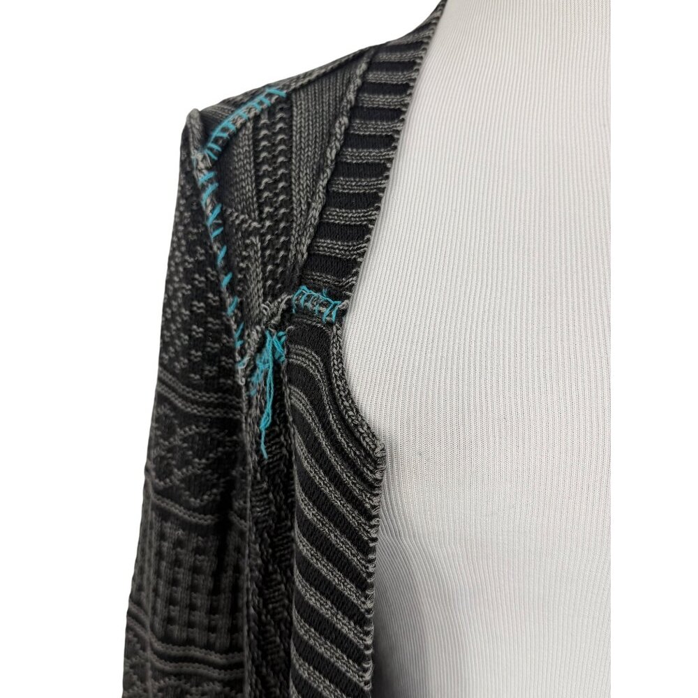 Free People Grey Patchwork Knit Duster Cardigan Sweater • Boho Coastal Cowgirl M - Picture 5 of 16